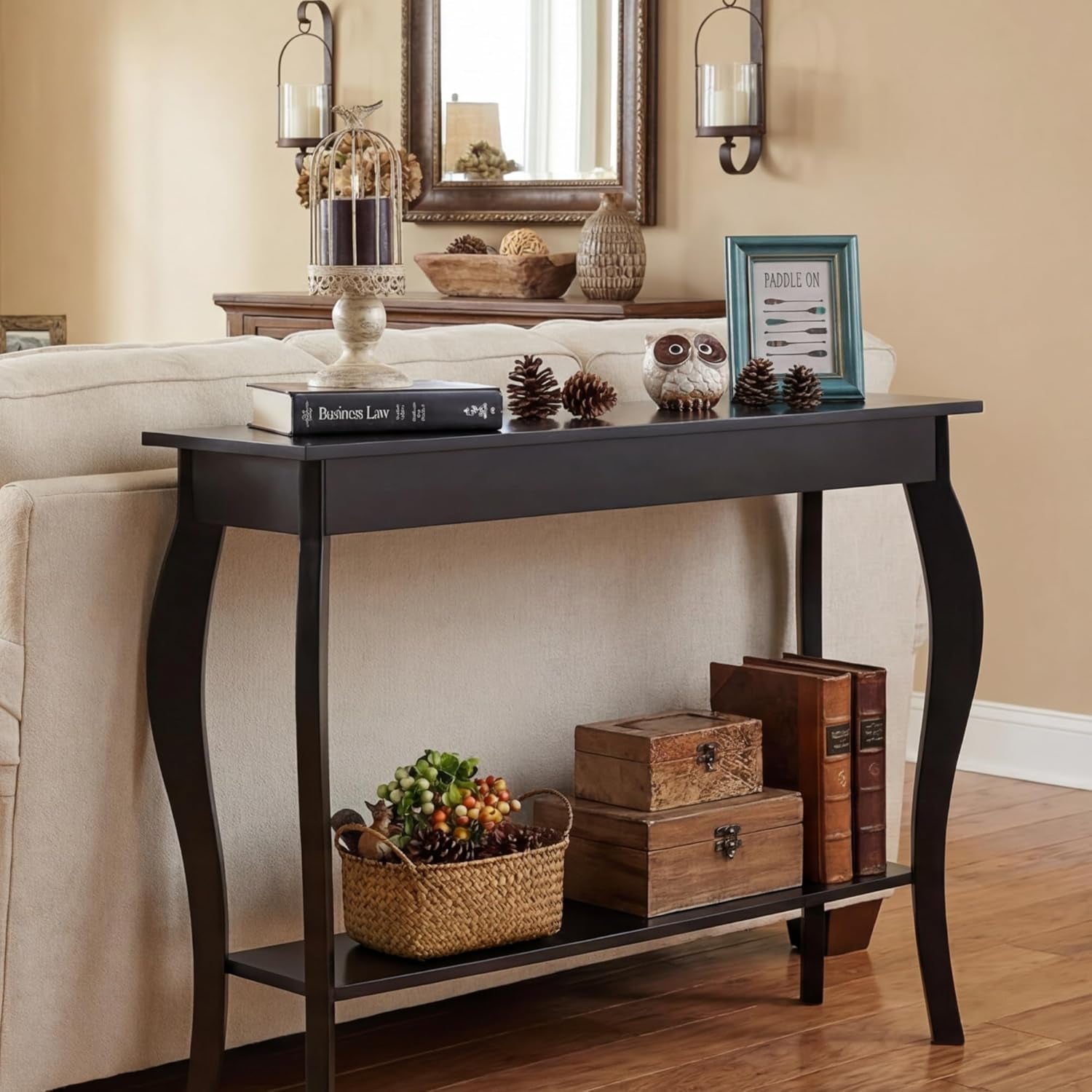 Narrow Console Table, Chic Accent Sofa Table, Entryway Table, 39.3 Inch, Black