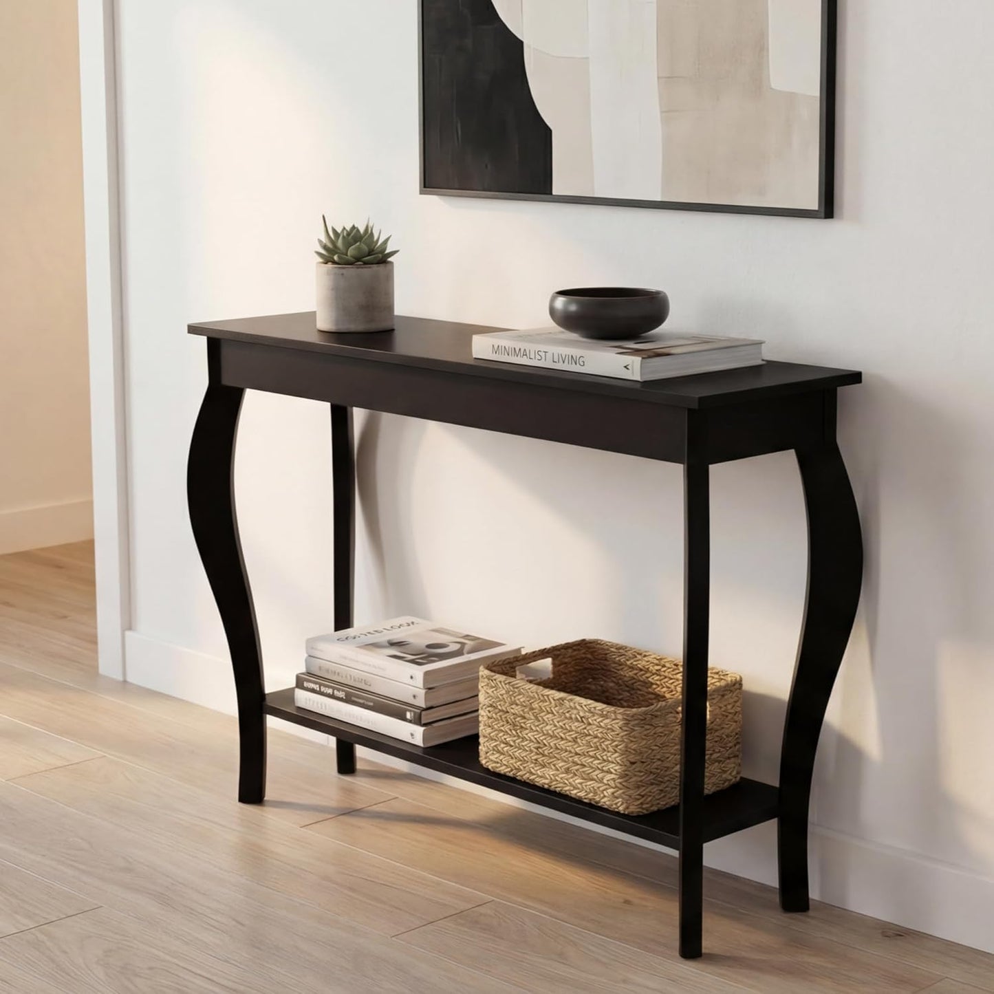Narrow Console Table, Chic Accent Sofa Table, Entryway Table, 39.3 Inch, Black