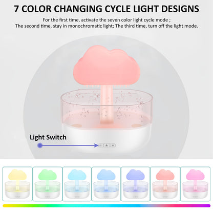 7 Color Lights Rain Cloud Humidifier, Timing Water Drip Aroma Diffuser, Mushroom Waterfall Lamp for Home Office Bedroom