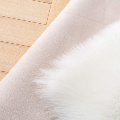 6X9 Area Rug - White Shaggy Faux Sheepskin Large Fluffy Carpet Non Slip Premium Soft Furry Floor Mat for Bedroom Living Room Nursery