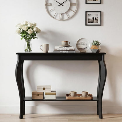 Narrow Console Table, Chic Accent Sofa Table, Entryway Table, 39.3 Inch, Black