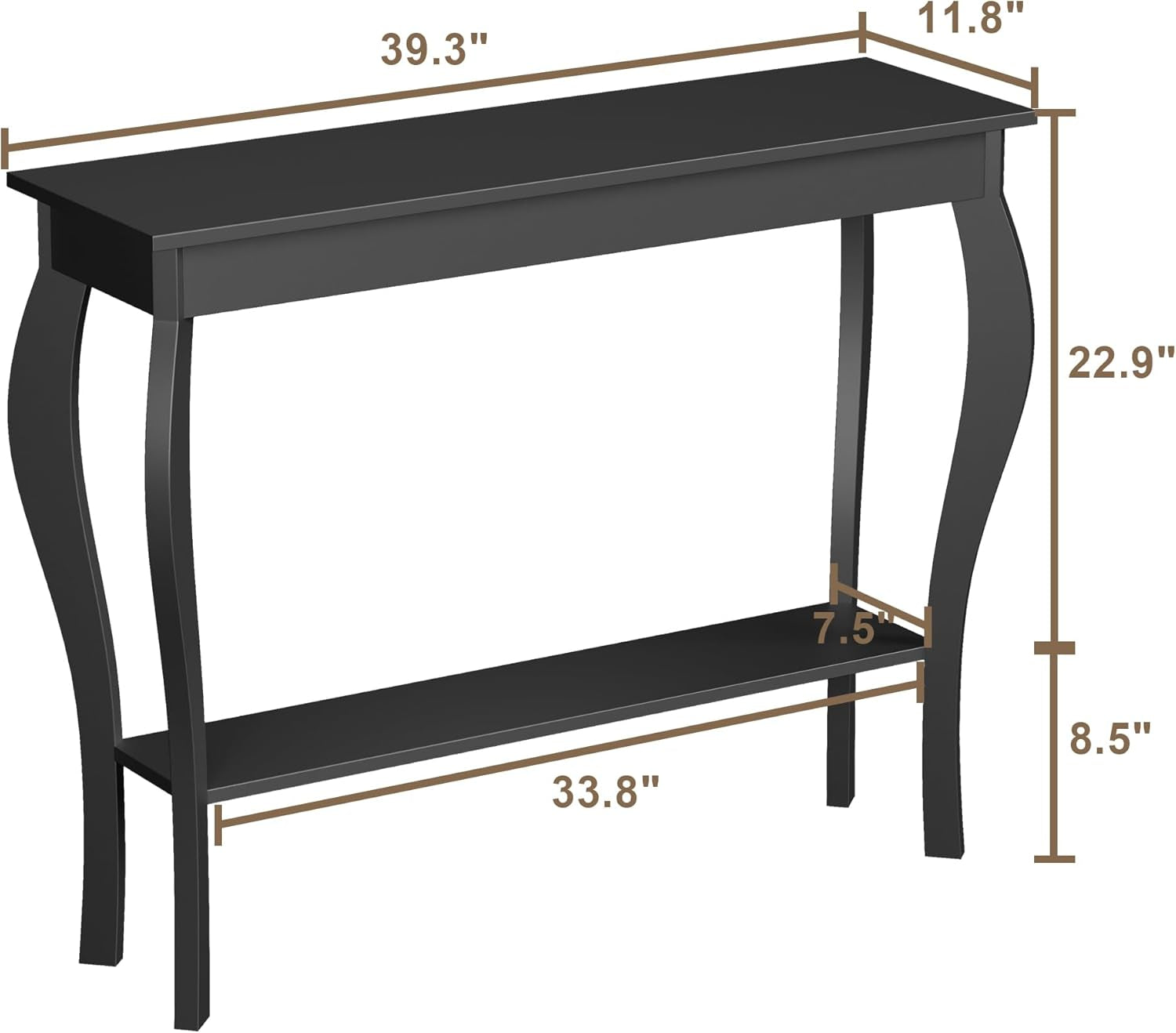 Narrow Console Table, Chic Accent Sofa Table, Entryway Table, 39.3 Inch, Black