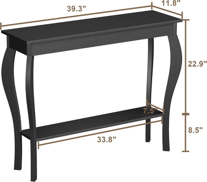 Narrow Console Table, Chic Accent Sofa Table, Entryway Table, 39.3 Inch, Black